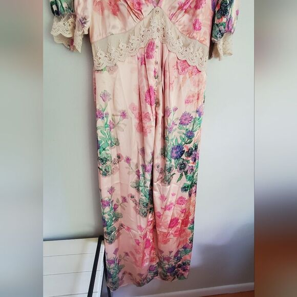 Hope & Ivy Maternity Floral Light Peach CutOut Balloon Sleeve Maxi Uk 14/  US 8 - Picture 5 of 11